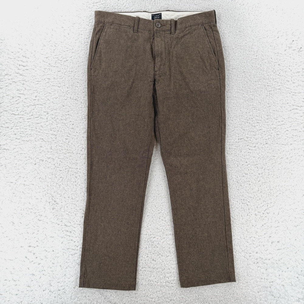 J Crew Mens Slim Fit Chino Pants 31x27 Brown Stretch Flannel Casual 484 Trousers